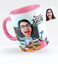 BK Gift Kişiye Özel Bayan Öğretmen Karikatürlü Pembe Kupa Bardak  2