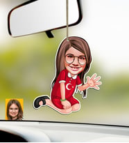 BK Gift Kişiye Özel Kız Çocuk Karikatürlü Ahşap Araba Dikiz Ayna Süsü-2 (Çok Renkli)