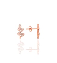 Söğütlü Silver Gümüş rose zirkon taşlı yılan modeli küpe