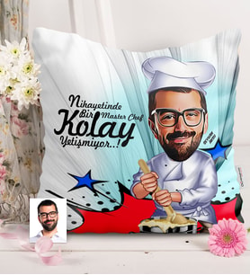 BK Gift Kişiye Özel Bay Chef Karikatürlü  Yastık  2