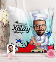 BK Gift Kişiye Özel Bay Chef Karikatürlü  Yastık  2
