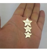 Kişiye Özel 3'lü Yıldız Gümüş  Kolye (Gold)