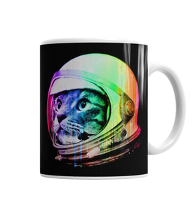 Astronot Cat Kedi Kupa Bardak Porselen