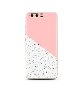 Pembe Puantiye Tasarımlı Süper Şeffaf Silikon Telefon Kılıfı Huawei P10    