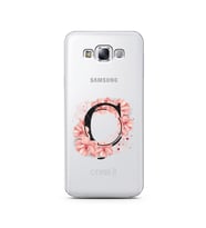 Pembe Çiçekli Harf Tasarım Süper Şeffaf Silikon Telefon Kılıfı Samsung E7 Ç-Harf