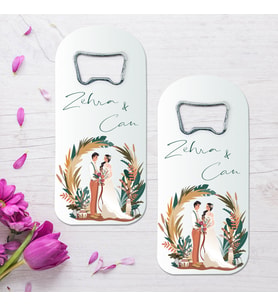 Gelin Damat Nikah Hatırası Temalı Uzun (dik ) Açacak Magnet