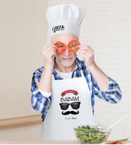 BK Gift Kişiye Özel Yakışıklı Babam Erkek Mutfak Önlüğü ve Aşçı Şapkası Seti-5 (Beyaz)