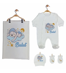 Pia Baby GL 2001 İsme Özel Ayıcıklı Battaniye Tulum Set