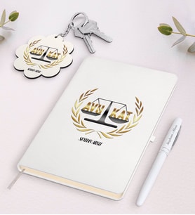 BK Gift Kişiye Özel Avukat Beyaz Defter Kalem ve Anahtarlık Hediye Seti (Model 1)