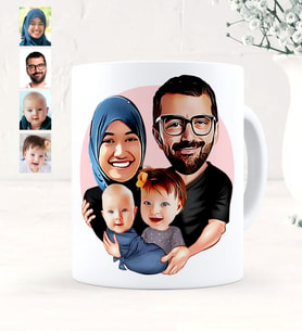 BK Gift Kişiye Özel Aile Karikatürlü Beyaz Kupa Bardak - 4