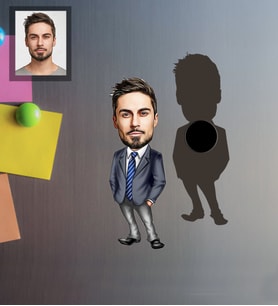 Kişiye Özel İş Adamı Karikatürlü Ahşap Magnet Bay-9