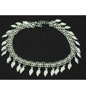 Pullu Halhal Gümüş Sallantılı Beyaz Bayan Halhalı Model Kadın Halhal THL-10
