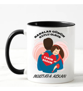 Babaya Özel İsimli Kupa Bardak Siyah