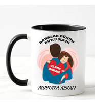 Babaya Özel İsimli Kupa Bardak Siyah