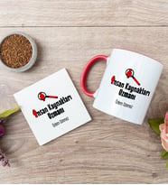 İnsan Kaynakları Uzmanı Kırmızı Kupa Bardak Ve Bardak Altlığı Set