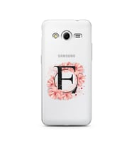 Pembe Çiçekli Harf Tasarım Süper Şeffaf Silikon Telefon Kılıfı Samsung Core 2 E-