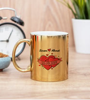 Sevgililere Özel Tarihli ve İsimli Gold Kupa Bardak