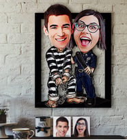 BK Gift Kişiye Özel Sevgililer Karikatürlü 3D Ahşap Tablo-7