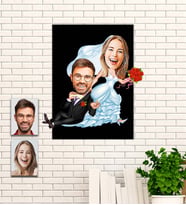 Kişiye Özel Sevgililer Günü Hediyesi Evleniyoruz Karikatür Ahşap Tablo
