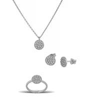 Yuvarlak Gümüş Set İnlove Gümüş Kolye Set Takı (Beyaz)