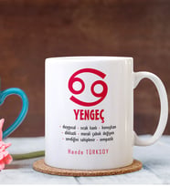 BK Gift Kişiye Özel Yengeç Burcu Beyaz Kupa Bardak