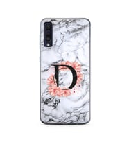 Mermer Çiçekli Harf Tasarım Süper Şeffaf Silikon Telefon Kılıfı Samsung A50 D-Ha