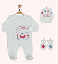 Pia Baby Gl 1945-01 İsme Özel Üçlü Tulum Set