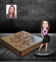 Kişiye Özel Bayan Karikatürlü Ahşap Biblo Kutulu Model-9