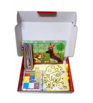 Çocuklar için Aktivite Seti - 6 Parça,  Puzzle, Kum Boya, Quilling, Origami