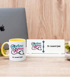 Doktor Doktor Sarı Kupa Bardak Ve Masa İsimliği Hediye Seti