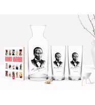 BK Gift Kişiye Özel Renkli Baskılı Atatürk Temalı İkili Rakı Bardağı Karaf ve Cep Kitabı Hediye Seti-14 (Model 1)
