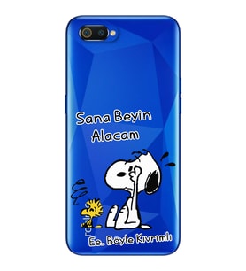 Snoopy Tasarımlı Süper Şeffaf Silikon Telefon Kılıfı Oppo Realmi C2