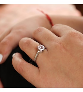 925 Ayar Gümüş 1,5 ct Görünümlü Tektaş Yüzük