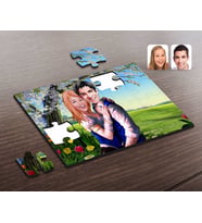 BK Gift Kişiye Özel Sevgililer Karikatürlü Ahşap Puzzle-36