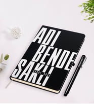 BK Gift Kişiye Özel İsimli Adı Bende Saklı Tasarımlı Siyah Defter Kalem Seti-1