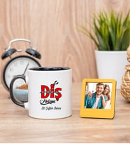Diş Hekimi Tasarım Siyah Kupa Bardak ve Sarı Mini Fotoğraf Çerçevesi