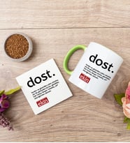 Dost Kelime Anlamı Yeşil Kupa Bardak Ve Bardak Altlığı Seti