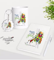 BK Gift Kişiye Özel Dünyanın En İyi Öğretmeni Kupa Anahtarlık Beyaz Defter Kalem Hediye Seti-27 (Model 1)