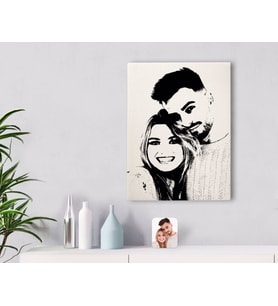 BK Gift Kişiye Özel Sevgililer Silüet Kanvas Tablo 30x50cm-1B