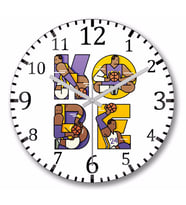 Kobe Bryant Tribute Typography Duvar Saati Bombeli Gercek Cam