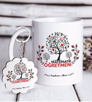 BK Gift Kişiye Özel Matematik Öğretmeni Beyaz Kupa ve Anahtarlık Hediye Seti-13 (Model 1)