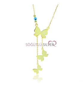 Söğütlü Silver Uçuşan kelebekler kolyesi