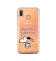 Snoopy Tasarımlı Süper Şeffaf Silikon Telefon Kılıfı Samsung A40