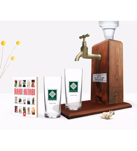 BK Gift Kişiye Özel Renkli Baskılı Osmaniye Tasarımlı Turistik İkili Rakı Bardağı Ahşap Rakı Standı ve Cep Kitabı Hediye Seti-1 (Model 1)