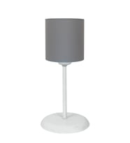 Şenay Aydınlatma Modern Metal Ayak Silindir Kumaş Abajur-Gri (Krem)