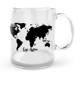 BK Gift Kişiye Özel World Map Tasarımlı Cam Kupa Bardak  1