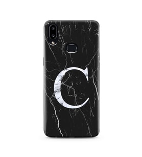 Samsung A10s Siyah Mermer Harf Tasarımlı Telefon Kılıfı C-Harfi 