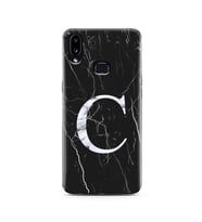 Samsung A10s Siyah Mermer Harf Tasarımlı Telefon Kılıfı C-Harfi 