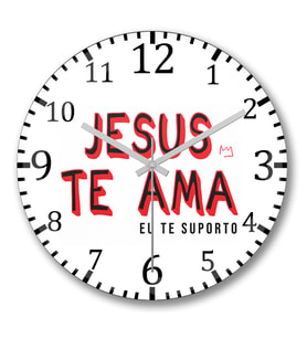 Lion Jesus Te Ama Duvar Saati Bombeli Gercek Cam