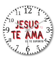Lion Jesus Te Ama Duvar Saati Bombeli Gercek Cam
